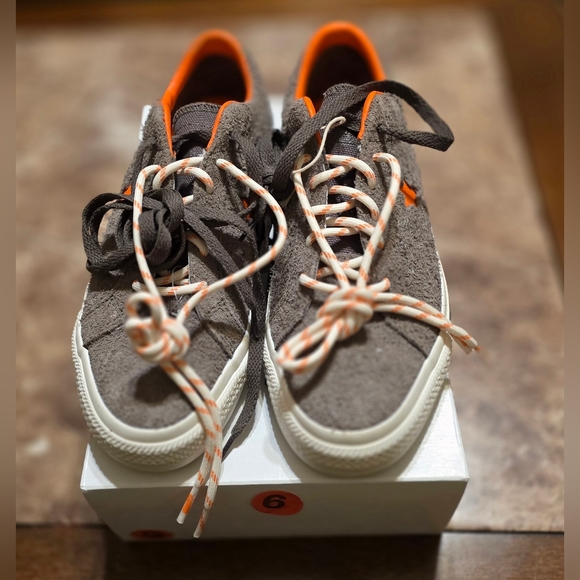 CONS By Converse Gray Sneakers with Orange Accents - Picture 2 of 4